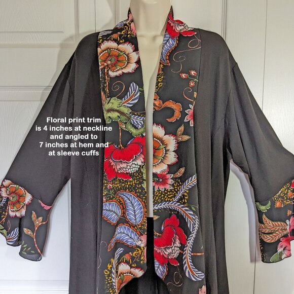 Daniali black with floral print edges open front blazer, Sz XL, also fits Sz L, - Picture 11 of 15